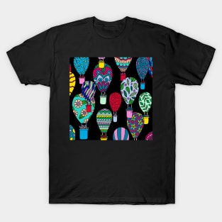 Hot Air Balloons Black Palette T-Shirt